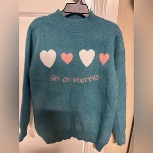 Blue and Pink Heart Sweater